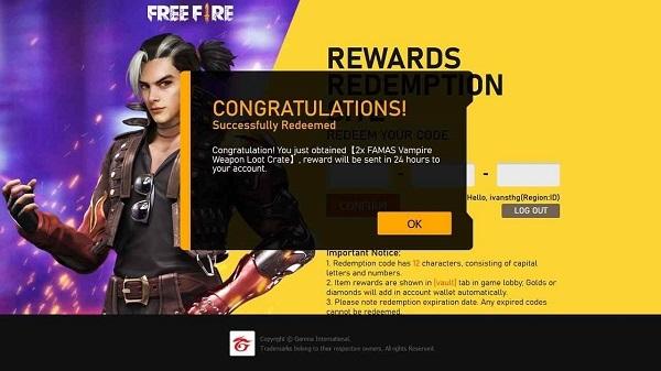 free fire code 1