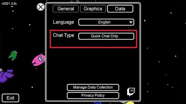 turn off quick chat among us